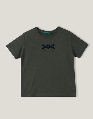 Erkek Çocuk Haki Logolu T Shirt