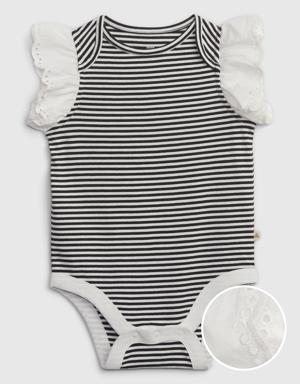 Gap Baby 100% Organic Cotton Mix and Match Eyelet Ruffle Bodysuit black