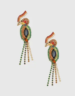 Jeweled Parrot Statement Earring