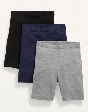 Long Jersey Biker Shorts 3-Pack for Girls gray