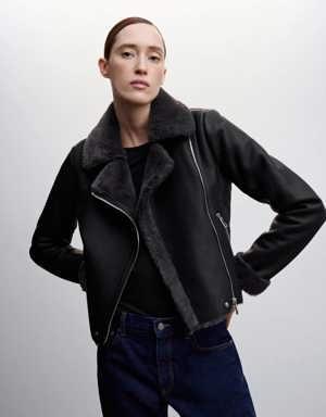 Faux shearling-lined jacket