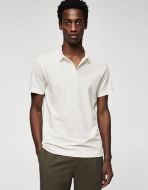 Mango Slim-fit textured cotton polo shirt
