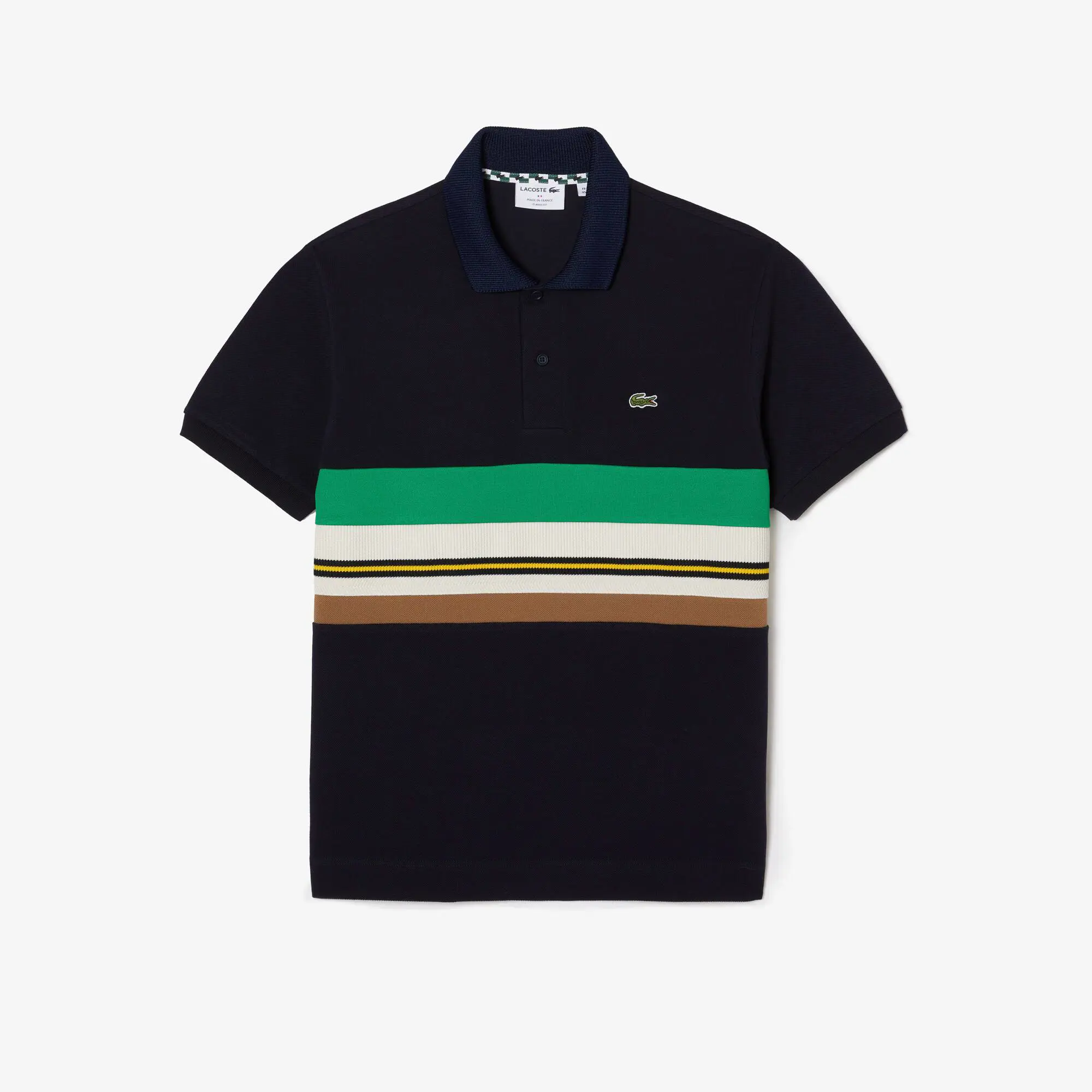 Lacoste Poloshirt mit Kontraststreifen, in Frankreich hergestellt. 2 Lacoste Poloshirt mit Kontraststreifen, in Frankreich hergestellt. 2