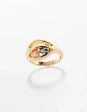 Combined natural pearl ring