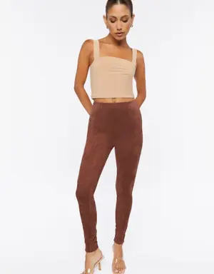 Forever 21 Faux Suede Ankle Pants Chocolate
