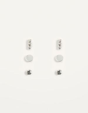 Sterling Silver Stud Earrings 3-Pack for Women silver