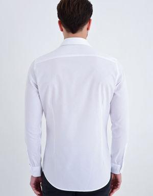 Hatemoğlu Desenli Slim Fit Beyaz Gömlek. 3 Hatemoğlu Desenli Slim Fit Beyaz Gömlek. 3