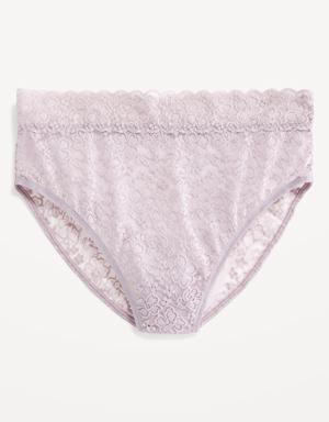 High-Waisted French-Cut Lace Bikini Underwear for Women purple