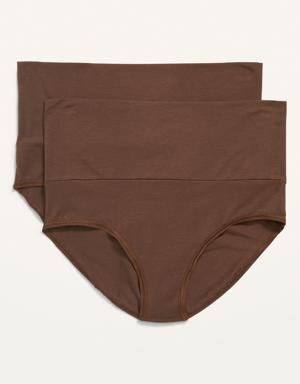 Maternity 2-Pack Rollover-Waist Supima&#174 Cotton-Blend Hipster Underwear brown