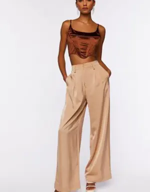 Forever 21 Satin High Rise Trousers Champagne