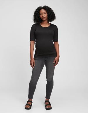 Maternity True Waistband Full Panel Skinny Jeans with Washwell&#153 gray