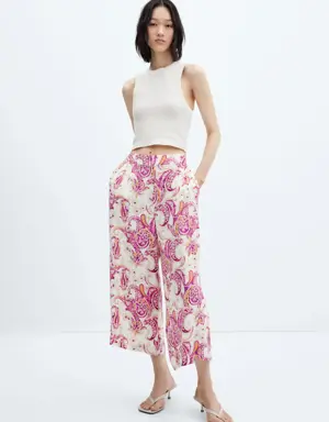 Oriental print culotte trousers