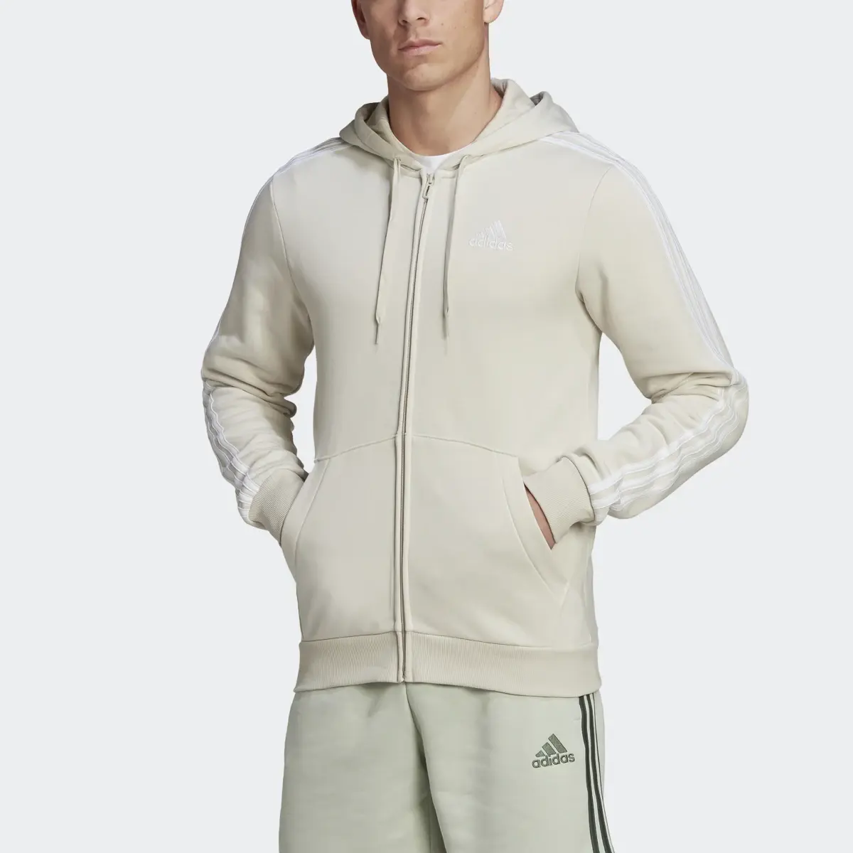 Adidas Essentials Fleece 3-Stripes Full-Zip Hoodie. 1