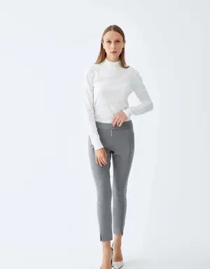 Grey Slit Ankle Pants - 2 / GREY