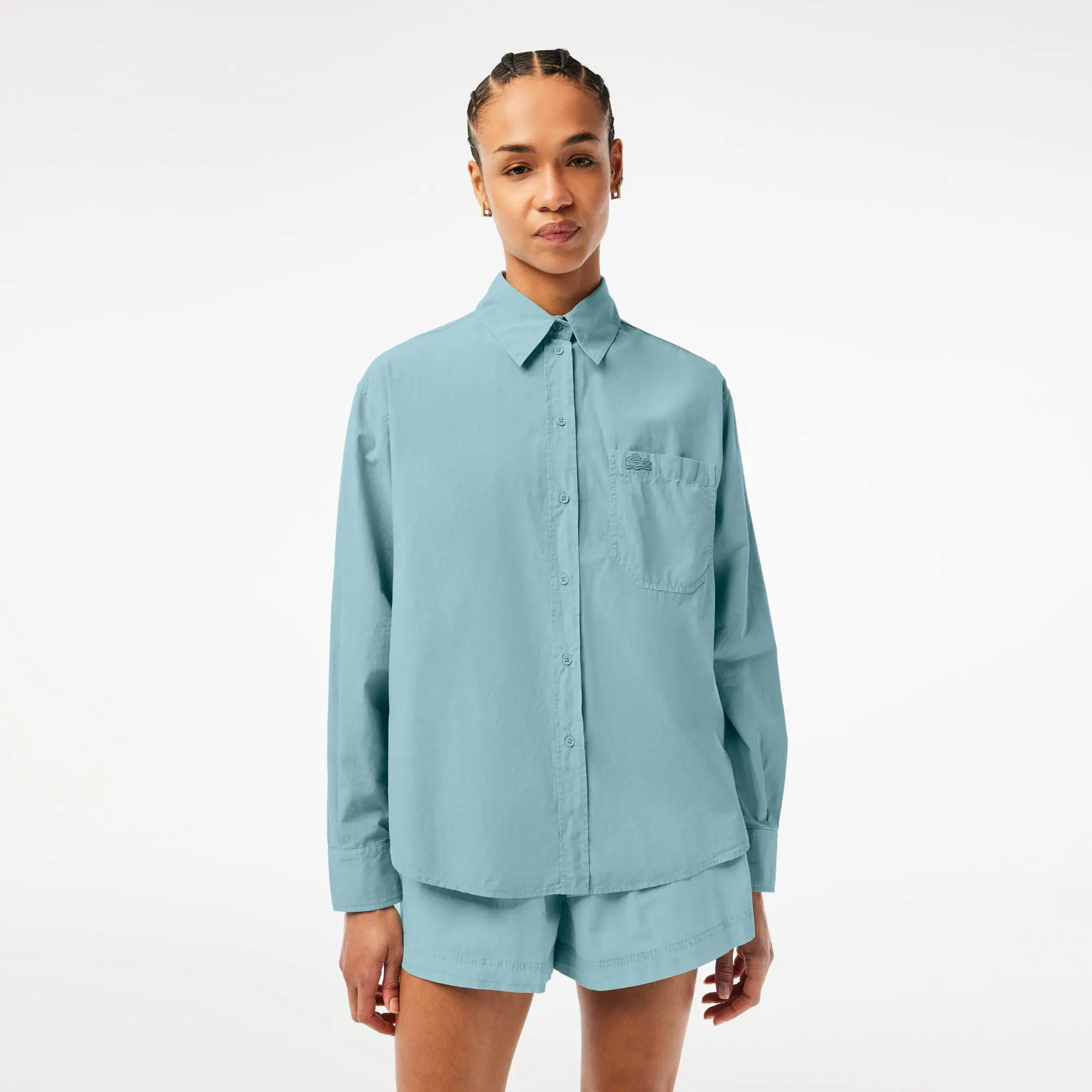 Lacoste Chemise femme Lacoste oversize fit en popeline de coton. 1