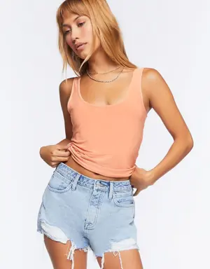 Forever 21 Retro Frayed Distressed Denim Shorts Light Denim