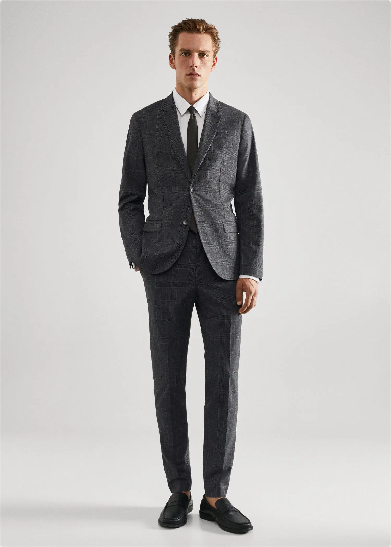 Mango Super slim-fit check suit blazer. 2