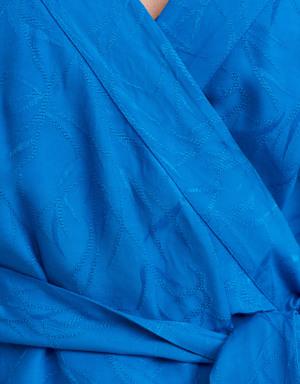 Mavi Bağlama Detaylı Kruvaze Kimono
