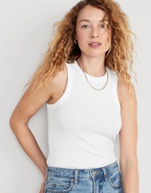 Old Navy Fitted Rib-Knit Tank Top white