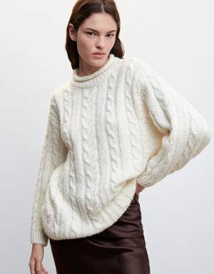 Sweter wełniany z warkoczami