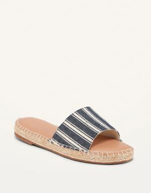 Striped Textile Espadrille Slide Sandals for Women blue