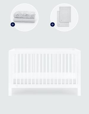 babyGap Charlie Crib with Clouds and Stripes Bedding Bundle white