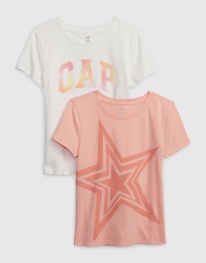 Kids 100% Organic Cotton Graphic T-Shirt (2-Pack) orange