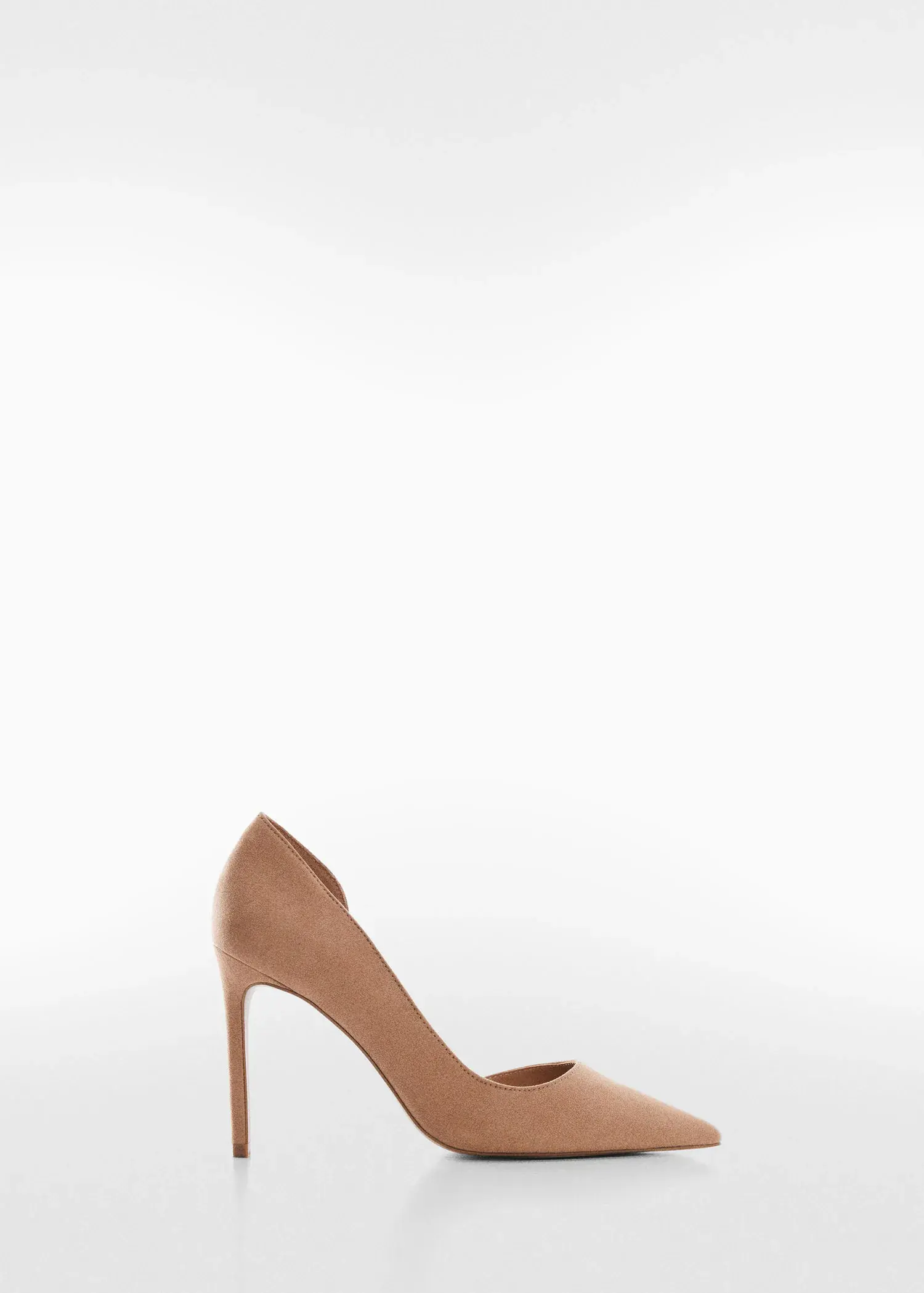 Mango Asymmetrical heeled shoes. a close up of a pair of shoes on a white background 