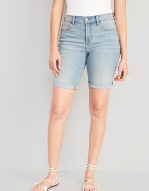 Mid-Rise Wow Jean Shorts for Women -- 9-inch inseam blue