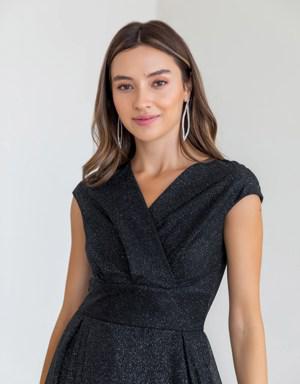 Deniz Butik Kruvaze Yaka Uzun Tül Abiye - SİYAH. 3 Deniz Butik Kruvaze Yaka Uzun Tül Abiye - SİYAH. 3