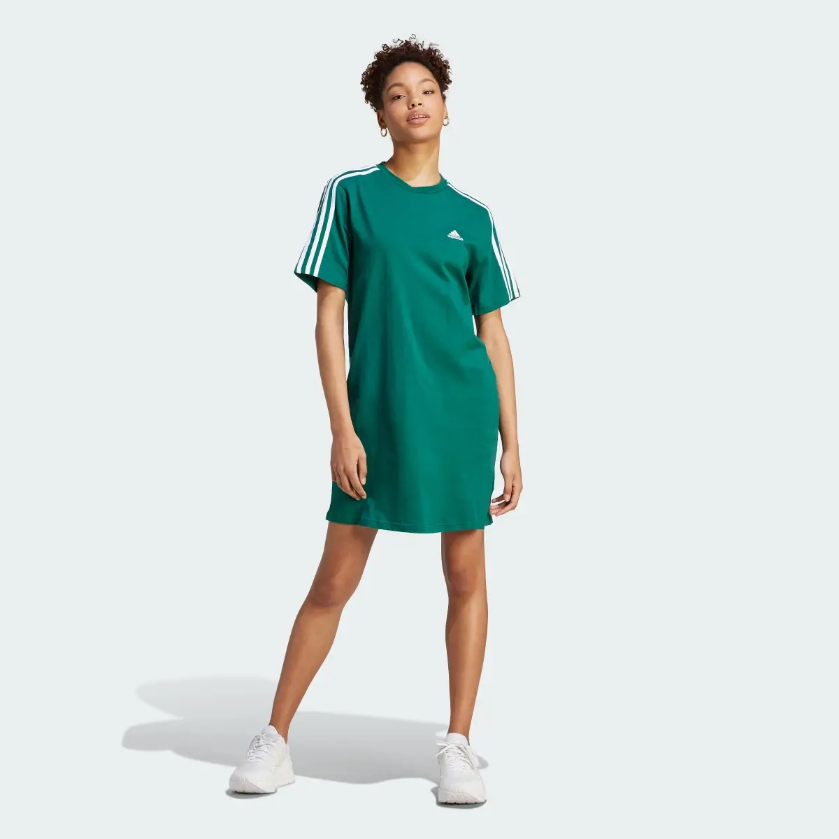 Adidas Essentials 3-Stripes Single Jersey Boyfriend Tee Dress. 2