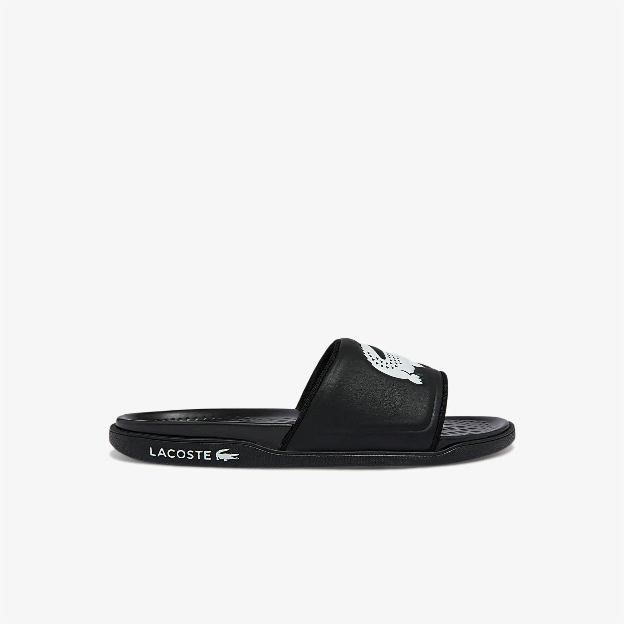 Lacoste Men's Croco Dualiste Synthetic Logo Strap Slides. 1 Lacoste Men's Croco Dualiste Synthetic Logo Strap Slides. 1