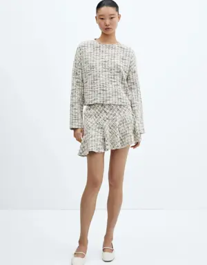 Asymmetrical tweed skirt
