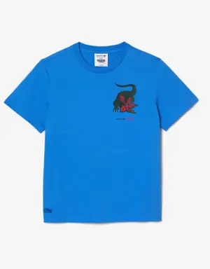 Camiseta de mujer Lacoste × Netflix en punto de algodón ecológico