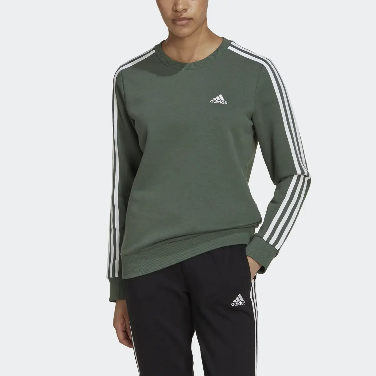 Adidas Essentials 3-Stripes Fleece Sweatshirt. 1