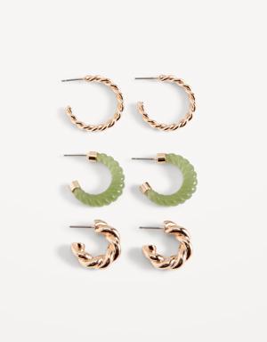 Gold-Plated Open Hoop Earrings Variety 3-Pack for Women gold