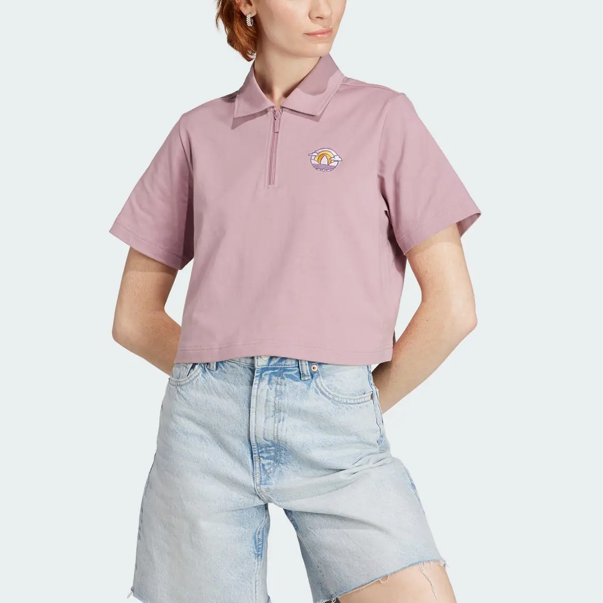 Adidas Cropped Polo Shirt. 1