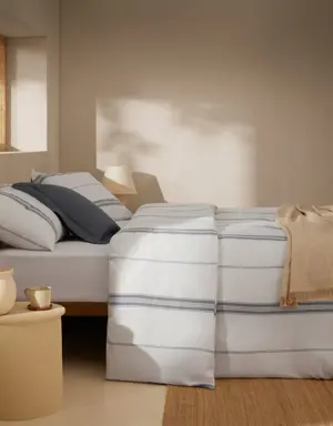 Poszwa na kołdrę z teksturowanej bawełny w paski na łóżko 135 cm