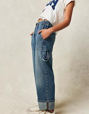 Free People Major Leagues Mid Rise Cuffed Jeans