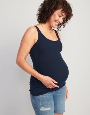 Maternity First-Layer Rib-Knit Side-Shirred Tank Top blue