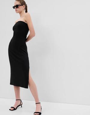 Gap Modern Strapless Split-Hem Midi Dress black