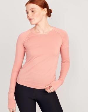 Old Navy Long-Sleeve Seamless Paneled T-Shirt for Women pink