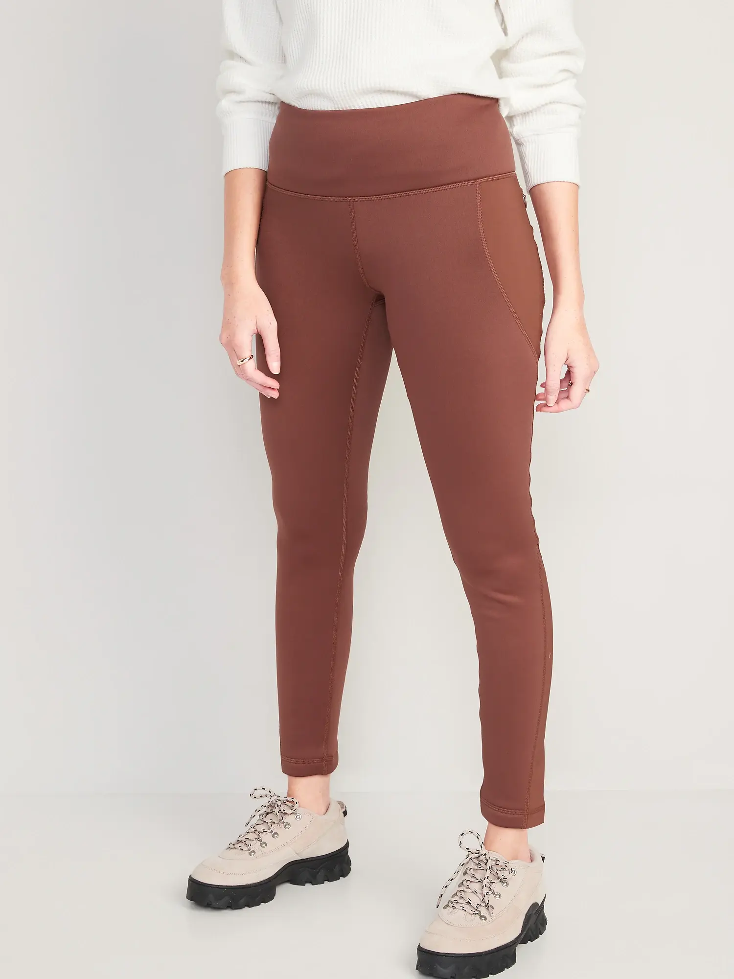 Old Navy High-Waisted UltraCoze Fleece-Lined Leggings for Women brown. 1