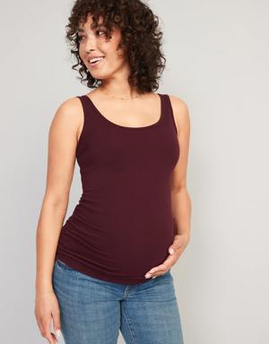 Old Navy Maternity First-Layer Rib-Knit Side-Shirred Tank Top red