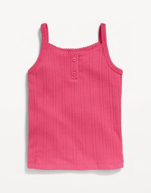 Pointelle-Knit Henley Cami Top for Toddler Girls pink