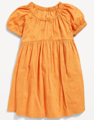 Puff-Sleeve Floral-Eyelet Fit & Flare Dress for Toddler Girls multi