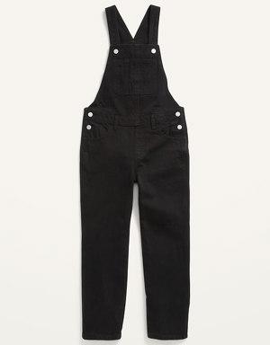 Slouchy Straight Black-Wash Jean Overalls for Girls