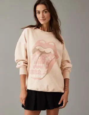 AE Oversized Holiday Rolling Stones Graphic Sweatshirt