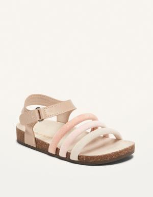 Strappy Mixed-Material Sandals for Toddler Girls pink
