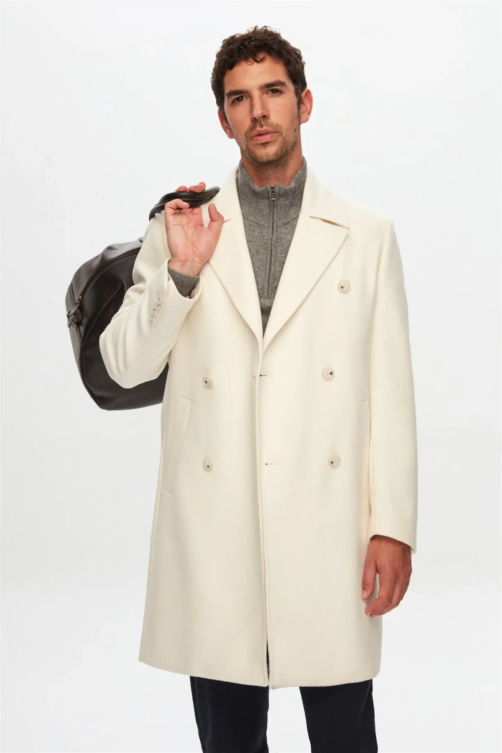 Damat Tween Damat Regular Fit Ekru Kaşmir-Yün Karışımlı Palto. 2